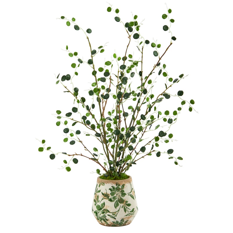 24” Night Willow Artificial Plant In Floral Planter
