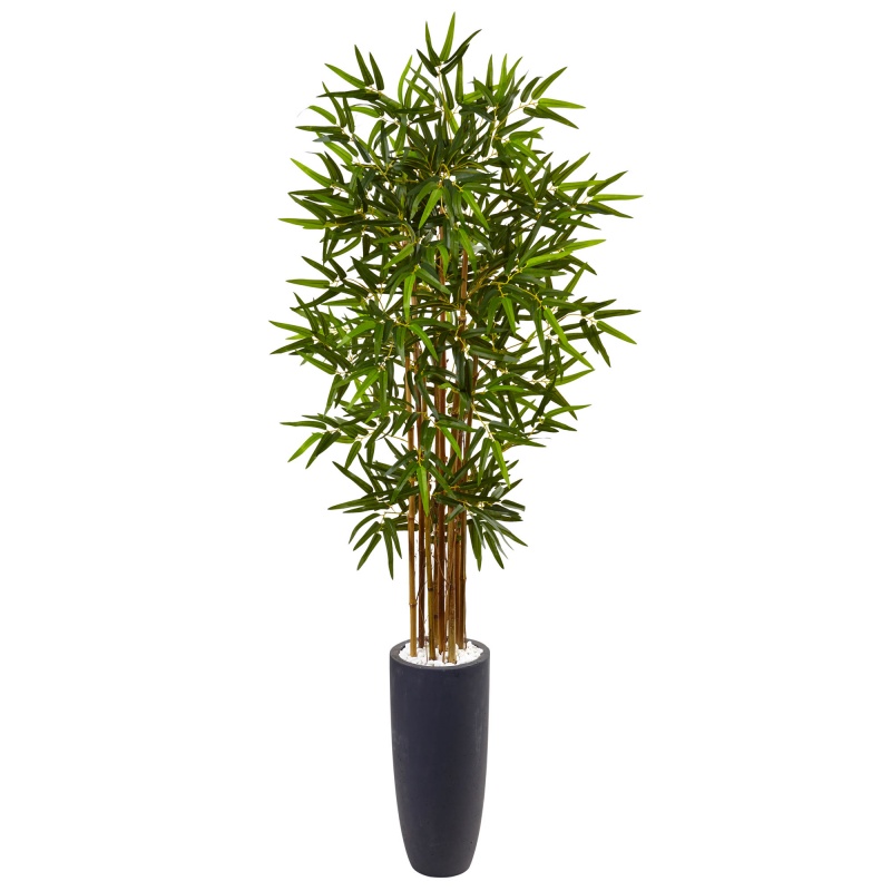 5’ Bamboo Tree In Gray Cylinder Planter