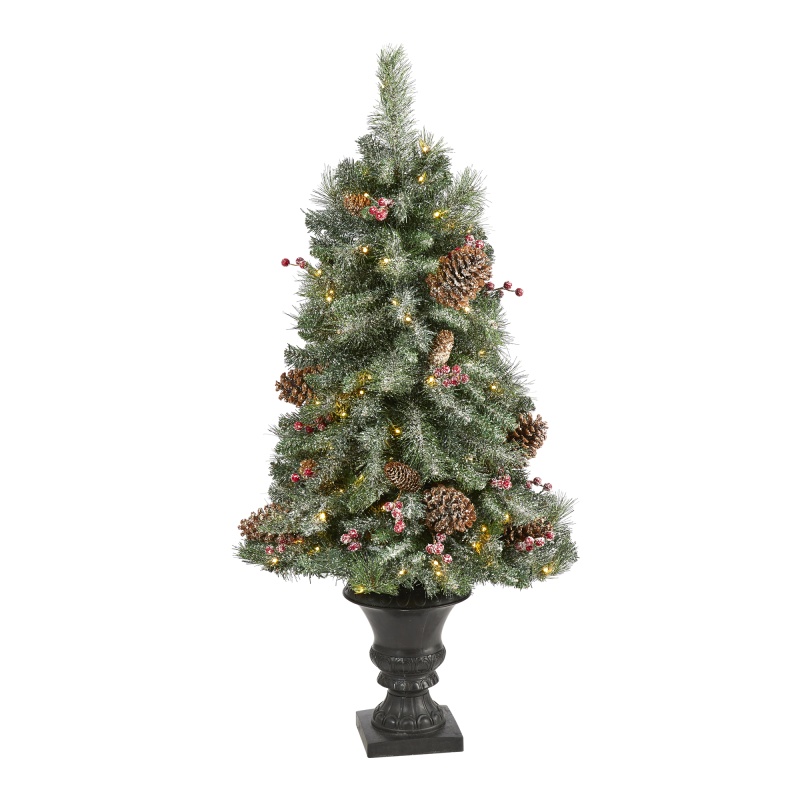 4’ Frosted Pine Artificial Christmas Tree with 100 Clear LED Lights