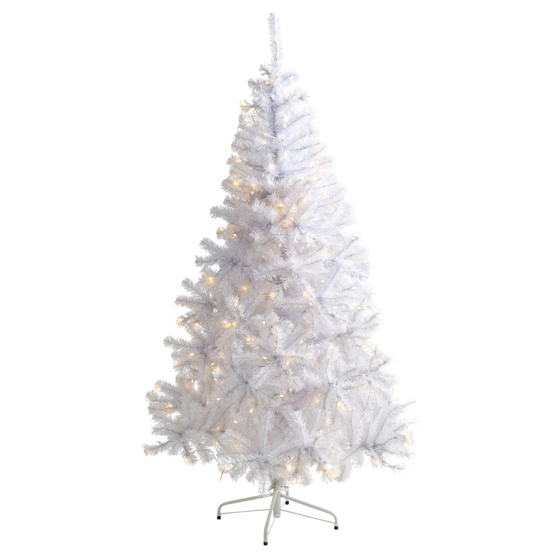 6’ White Artificial Christmas Tree with Clear LED Lights