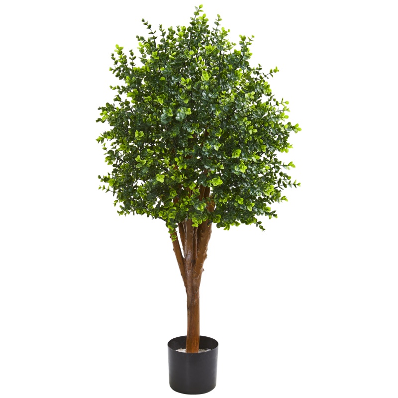 4 Ft UV Resistant Artificial Eucalyptus Tree for Indoor Outdoor Decor