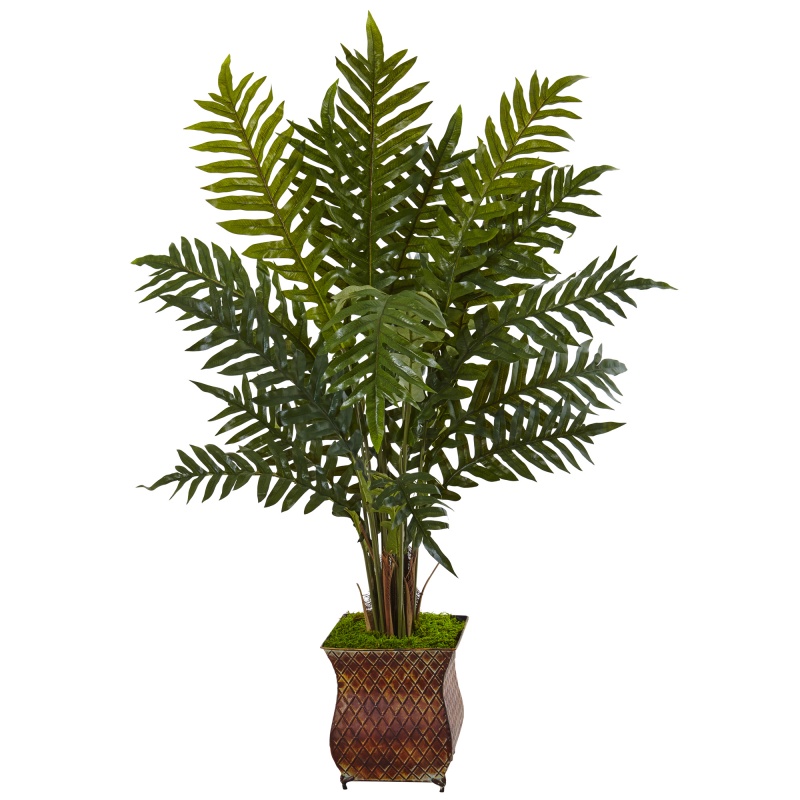 4’ Evergreen Plant In Metal Planter