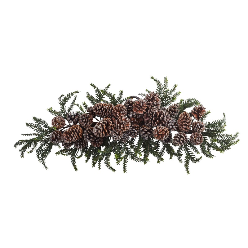 28” Iced Pine Cone Swag
