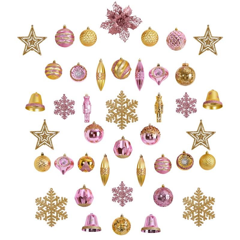 Holiday Deluxe Shatterproof, 70 Count Christmas Tree Ornament Box Set, Re-Useable Container
