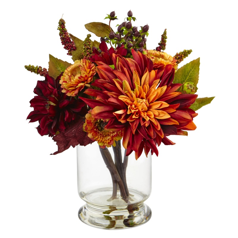 Dahlia & Mum W/Vase Arrangement