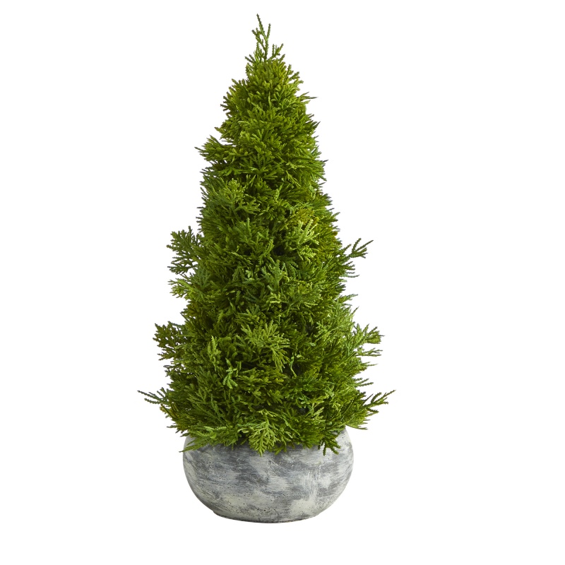 18” Cypress Cone Artificial Tree In Decorative Planter