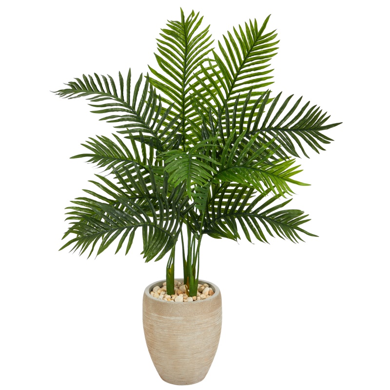 3.5' Areca Palm Artificial Tree In Sand Colored Planter (Real Touch)