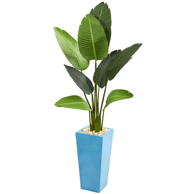 5’ Travelers Artificial Palm Tree In Turquoise Planter