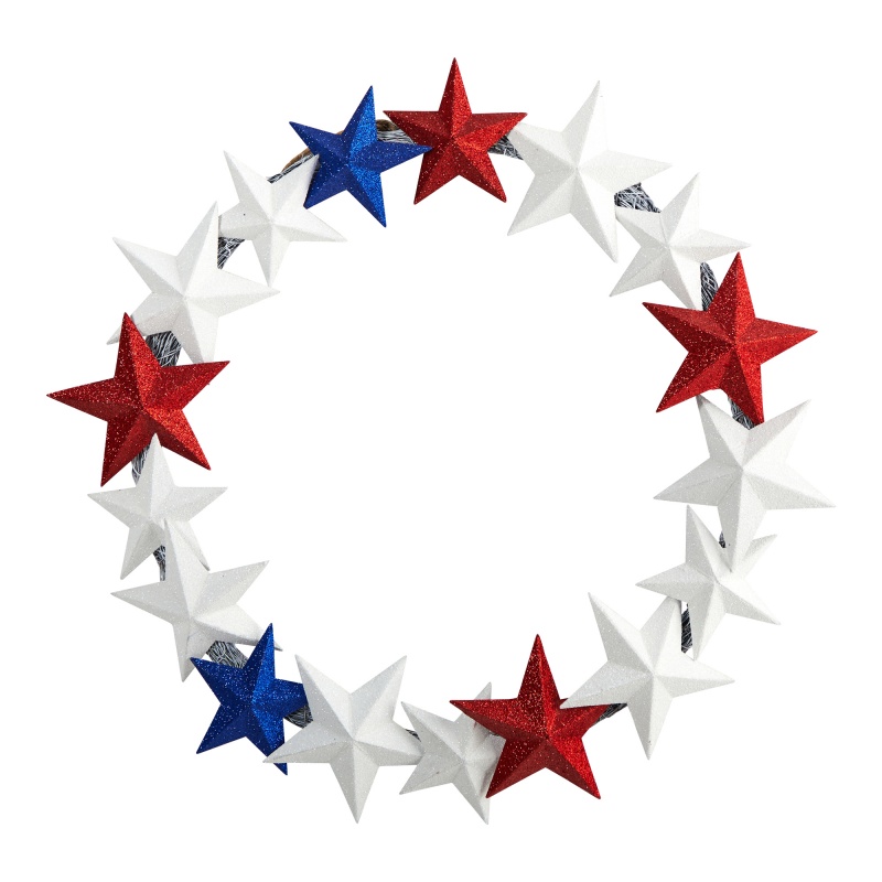 21” Americana Wreath With Stars Red White And Blue