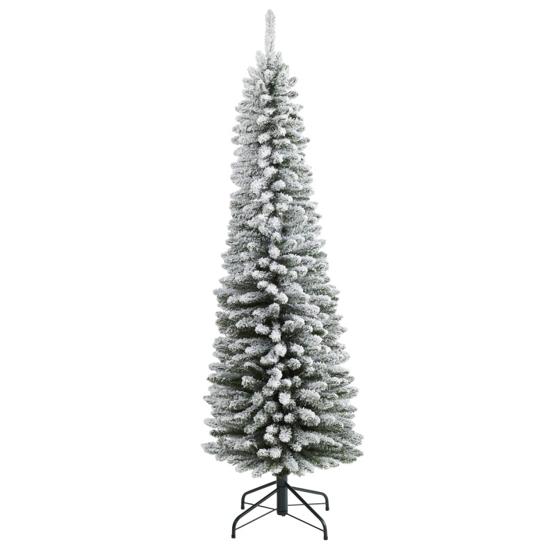 6’ Flocked Pencil Artificial Christmas Tree