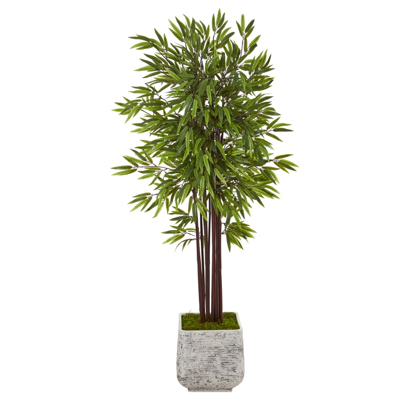 5.5’ Bamboo Artificial Tree In White Planter