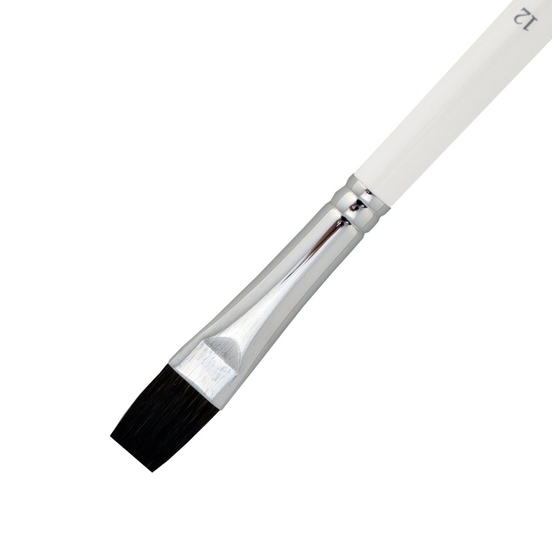 Buy Professional FLAT Squirrel Brush with Long White Handle Online NVP-1780792252