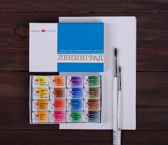 Watercolor Set 16 Colors Full Pan Leningrad White Nights® Extra-Fine Artist Professional Russian Russia
