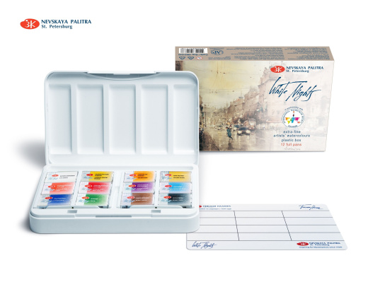12 Watercolor Paint White Nights® Travel Set Iws Full Pan Palette Extra Fine Artist St.Petersburg