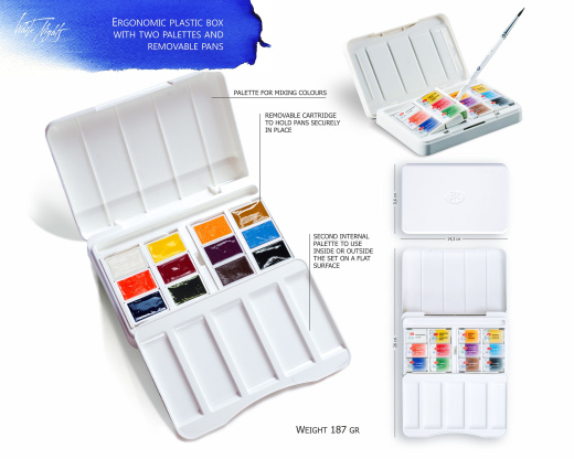 12 Watercolor Paint White Nights® Travel Set Iws Full Pan Palette