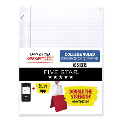 Five Star Reinforced Insertable Notebook Paper Plus Study App College Ruled 8 12 x 11 75 SheetsPack 6 Pack - Filler