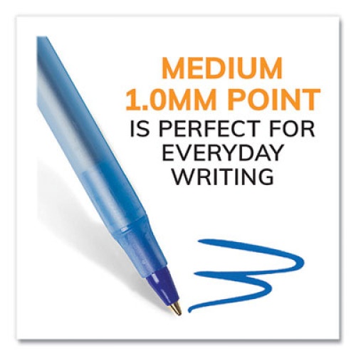 Bic Round Stic Xtra Life Ballpoint Pen, Stick, Medium 1 Mm, Blue Ink, Translucent Blue Barrel, 500/Pack