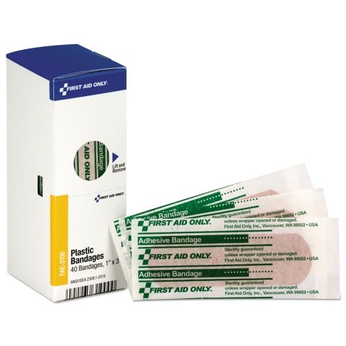 First Aid Only Refill For Smartcompliance General Business Cabinet, Plastic Bandages,1X3, 40/Bx