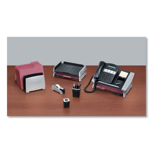 Fellowes Office Suites Desktop Tape Dispenser, 1" Core, Plastic, Heavy Base, Black/Silver