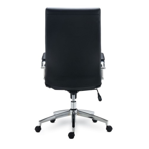 Alera Eddleston Leather Manager Chair, Supports Up To 275 Lb, Black Seat/Back, Chrome Base