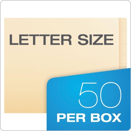 Pendaflex Manila Laminated End Tab Folders With Two Fasteners, Straight Tab, Letter Size, 11 Pt. Manila, 50/Box