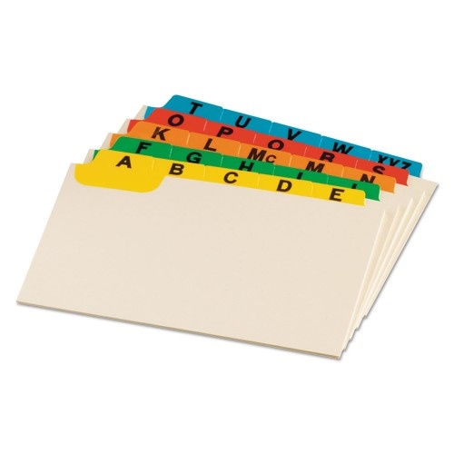 Oxford Manila Index Card Guides With Laminated Tabs, 1/5-Cut Top Tab, A To Z, 4 X 6, Manila, 25/Set