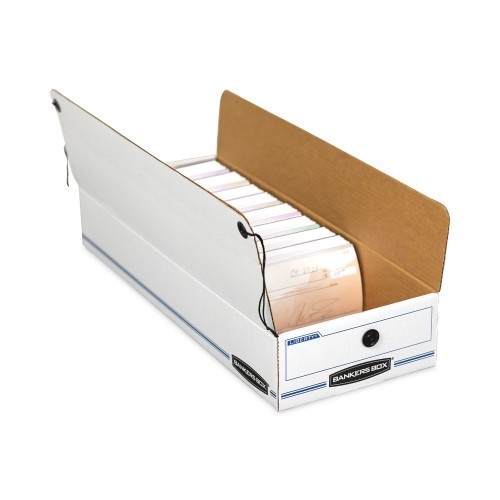 Bankers Box Liberty Check And Form Boxes, 9.5" X 23.75" X 4.5", White/Blue, 12/Carton