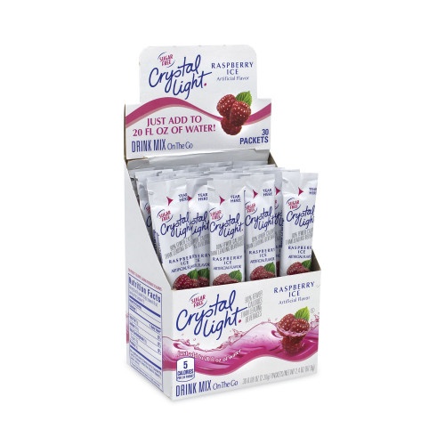 Crystal Light On-The-Go Sugar-Free Drink Mix, Raspberry Ice, 0.08 Oz Single-Serving Tube, 30/Pk, 2 Packs/Carton, Ships In 1-3 Business Days