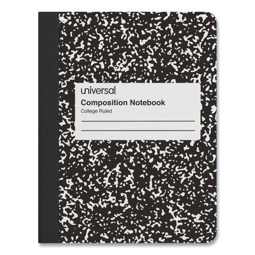 Universal Composition Book, Medium/College Rule, Black Marble Cover, 9.75 X 7.5 Sheets