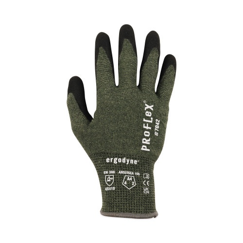 Ergodyne Proflex 7042 Ansi A4 Nitrile-Coated Cr Gloves, Green, 2X-Large, Pair, Ships In 1-3 Business Days