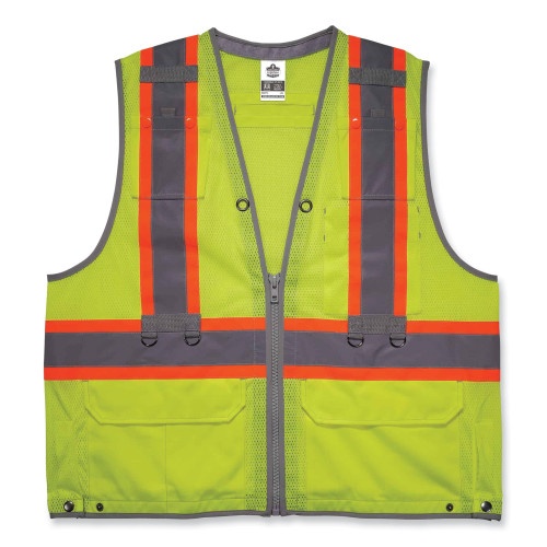 Ergodyne Glowear 8231Tv Class 2 Hi-Vis Tool Tethering Safety Vest, Polyester, 4X-Large/5X-Large, Lime, Ships In 1-3 Business Days