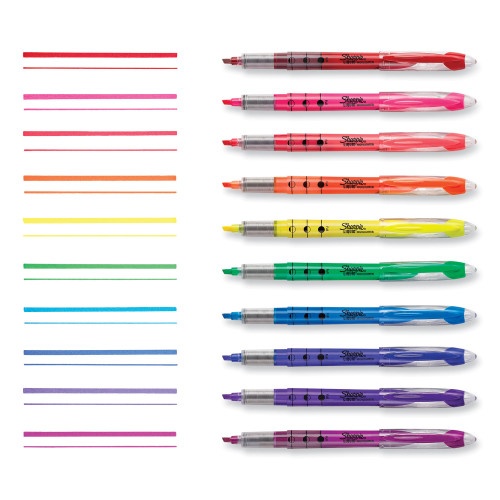 Sharpie Liquid Pen Style Highlighters, Assorted Ink Colors, Chisel Tip, Assorted Barrel Colors, 10/Set