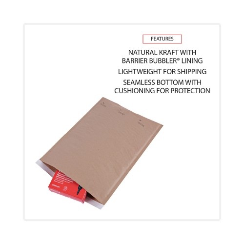 Universal Natural Self-Seal Cushioned Mailer, #5, Barrier Bubble Air Cell Cushion, Self-Adhesive Closure, 10.5 X 16, Kraft, 80/Carton