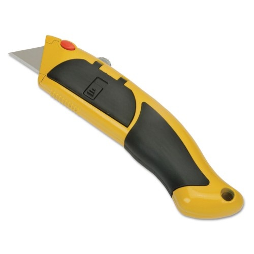 Abilityone 511001 Skilcraft Utility Knife With Cushion Grip Handle, 2Pt Blade, Yellow/Black