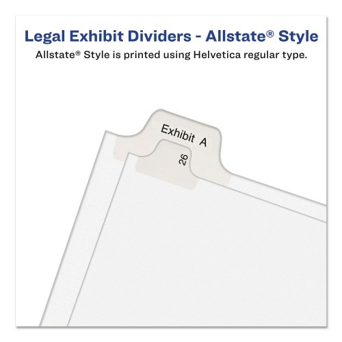 Avery Preprinted Legal Exhibit Side Tab Index Dividers, Allstate Style, 26-Tab, X, 11 X 8.5, White, 25/Pack