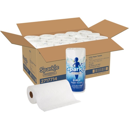 Georgia Pacific Professional Sparkle Ps Premium Perforated Paper Kitchen Towel Roll, 2-Ply, 11 X 8.8, White, 85/Roll, 15 Rolls/Carton