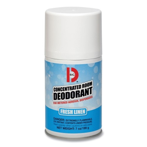 Big-D Metered Concentrated Room Deodorant, Fresh Linen Scent, 7 Oz Aerosol, 12/Box