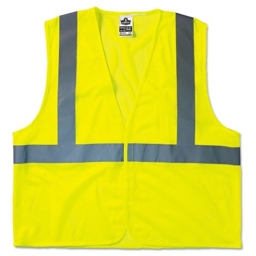 Ergodyne Glowear 8210Hl Class 2 Economy Vest, Polyester Mesh, Hook Closure, Lime, L/Xl