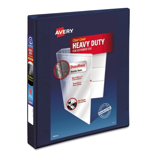 Avery Heavy-Duty View Binder With Durahinge And One Touch Ezd Rings, 3 Rings, 1" Capacity, 11 X 8.5, Navy Blue