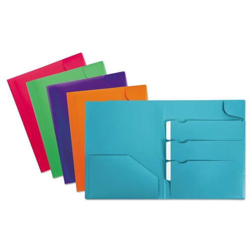 Oxford Divide It Up Four-Pocket Poly Folder, 110-Sheet Capacity, 11 X 8.5, Randomly Assorted Colors