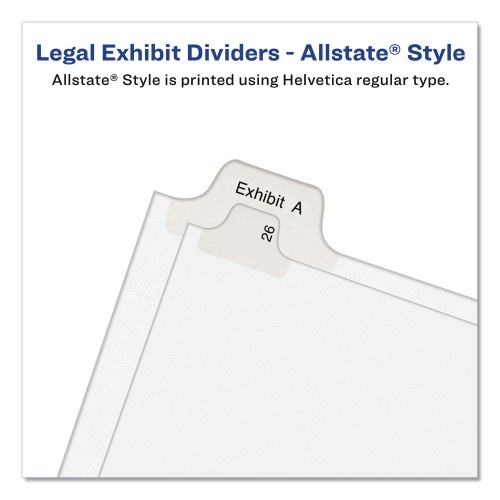 Avery Preprinted Legal Exhibit Side Tab Index Dividers, Allstate Style, 26-Tab, Exhibit A To Exhibit Z, 11 X 8.5, White, 1 Set