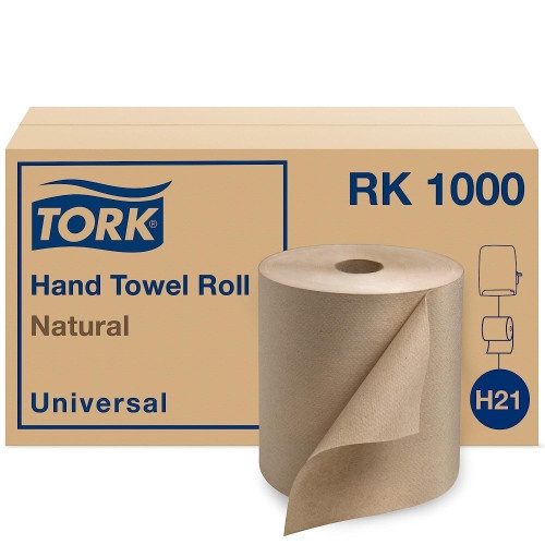 Tork Hardwound Roll Towel, 1-Ply, 7.88" X 1,000 Ft, Natural, 6 Rolls/Carton