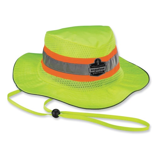 Ergodyne Chill-Its 8935Mf Hi-Vis Microfiber Ranger Sun Hat, Small/Medium, Lime, Ships In 1-3 Business Days