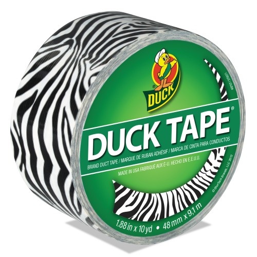 Duck Colored Duct Tape, 3" Core, 1.88" X 10 Yds, Black/White Zebra