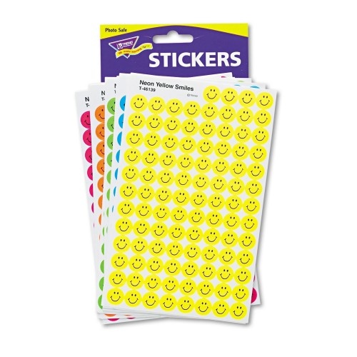 Trend Superspots And Supershapes Sticker Variety Packs, Neon Smiles, Assorted Colors, 2,500/Pack