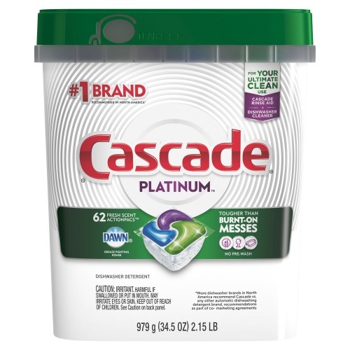 Cascade Actionpacs, Fresh Scent, 34.5 Oz, 62/Bag, 3 Bags/Carton
