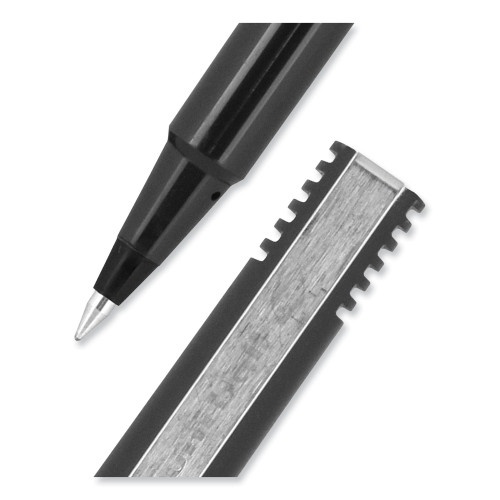Uni-Ball Roller Ball Pen, Stick, Micro 0.5 Mm, Black Ink, Black Barrel, 72/Pack
