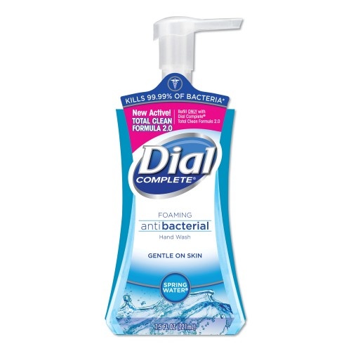 Dial Antibacterial Foaming Hand Wash, Spring Water, 7.5 Oz, 8/Carton