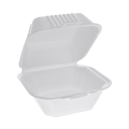 Pactiv Smartlock Foam Hinged Lid Container, Sandwich, 5.75 X 5.75 X 3.25, White, 504/Carton