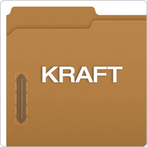 Pendaflex Kraft Folders With Two Fasteners, 1/3-Cut Tabs, Letter Size, Kraft, 50/Box